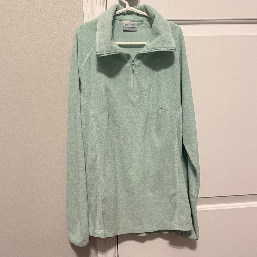 Columbia Light Green Fleece Quarter-Zip Pullover